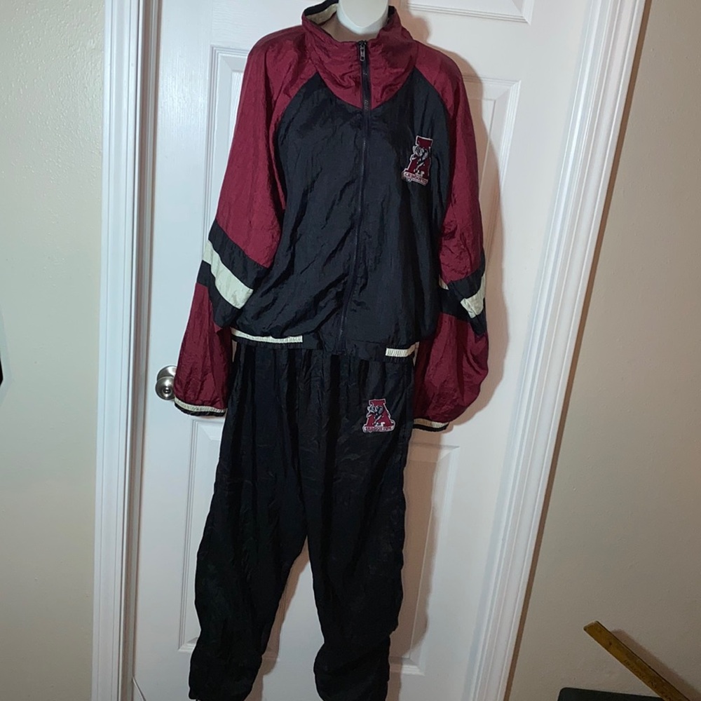 Vintage Men’s Alabama Crimson Tide 2Piece Tracksuit Front Zip Joggers Size Large